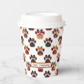 Gobelets En Papier Animal Paw Silhouette Thanksgiving Pawty White (Recto)