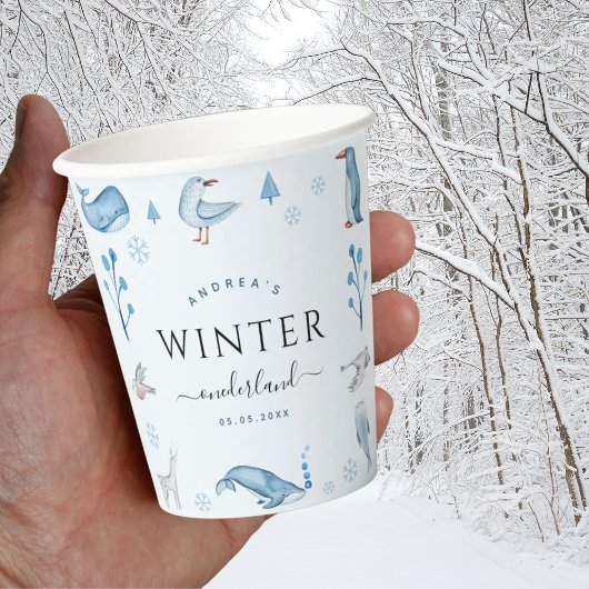 Gobelets En Papier Animaux arctiques Blue Winter Onederland 1er anniv