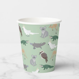 Gobelets En Papier Animaux autochtones australiens Eucalyptus Motif v