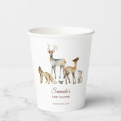 Gobelets En Papier Animaux Baby shower boisé (Verso)