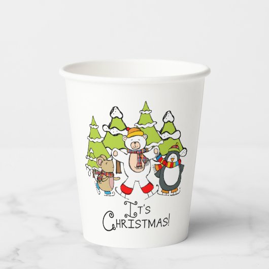 Gobelets En Papier Animaux C'est Noël (Verso)