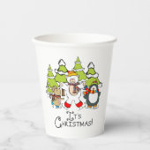 Gobelets En Papier Animaux C'est Noël (Recto)