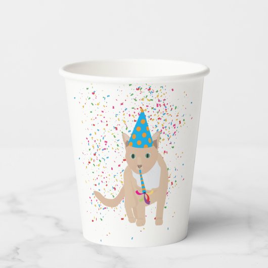 Gobelets En Papier Animaux de chat amusants ayant une fête (Verso)