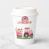 Gobelets En Papier Animaux de ferme Fille rose Barnyard fête d'annive (Verso)