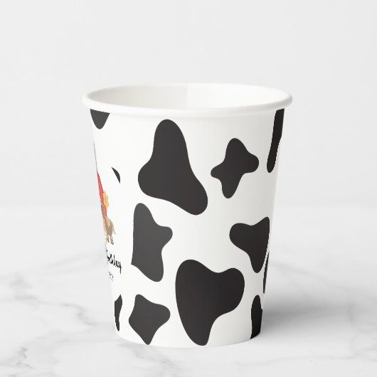 Gobelets En Papier Animaux de ferme Vache d'anniversaire Imprimer (Gauche)