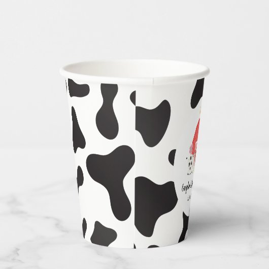 Gobelets En Papier Animaux de ferme Vache d'anniversaire Imprimer (Droite)