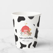 Gobelets En Papier Animaux de ferme Vache d'anniversaire Imprimer (Recto)
