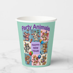 Gobelets En Papier Animaux de fête "Bonne année"