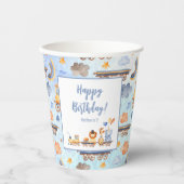 Gobelets En Papier Animaux de fête en train Kid Jungle Joyeux anniver (Recto)