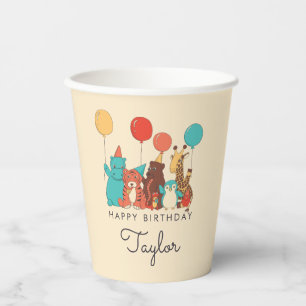 Gobelets En Papier Animaux de Fête Tigre, Manchot, Hippopotame Annive