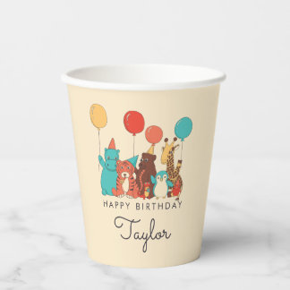 Gobelets En Papier Animaux de Fête Tigre, Manchot, Hippopotame Annive