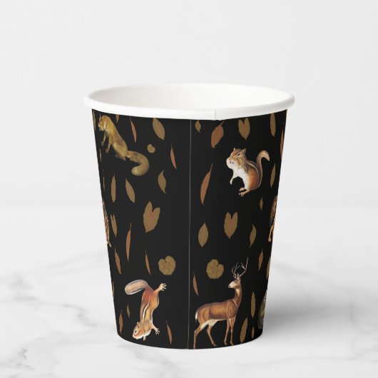 Gobelets En Papier Animaux de forêt automnale Feuilles d'automne (Droite)