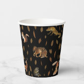 Gobelets En Papier Animaux de forêt automnale Feuilles d'automne (Recto)