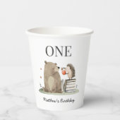 Gobelets En Papier Animaux de la forêt de contes d'anniversaire (Recto)