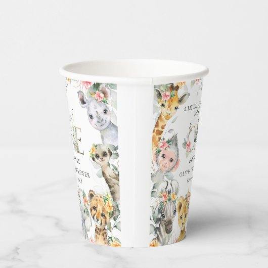 Gobelets En Papier Animaux de la jungle, Safari, Fleurs, Baby shower (Droite)