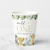 Gobelets En Papier Animaux de la jungle, Safari, Un sauvage, premier (Recto)