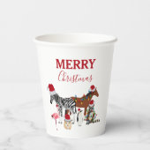 Gobelets En Papier Animaux de Noël mignons et amusants Chapeaux de No (Verso)