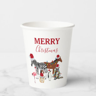 Gobelets En Papier Animaux de Noël mignons et amusants Chapeaux de No