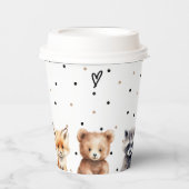 Gobelets En Papier Animaux des bois Baby shower moderne (Recto)