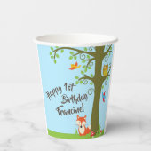 Gobelets En Papier Animaux des bois fête d'anniversaire (Verso)