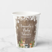 Gobelets En Papier Animaux d'hiver Baby shower de flocons de neige en (Verso)