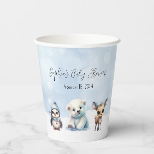 Gobelets En Papier Animaux d'hiver Froid hors Baby shower (Verso)