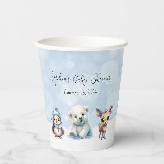 Gobelets En Papier Animaux d'hiver Froid hors Baby shower (Recto)