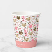 Gobelets En Papier Animaux en bois rose mignons Anniversaire personna (Verso)