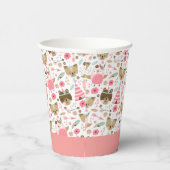 Gobelets En Papier Animaux en bois rose mignons Anniversaire personna (Droite)