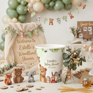 Gobelets En Papier Animaux Mignons Aquarelle Fête Prénatale de la For