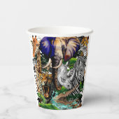 Gobelets En Papier Animaux sauvages de la Savane africaine (Verso)