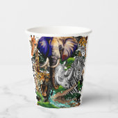 Gobelets En Papier Animaux sauvages de la Savane africaine (Recto)