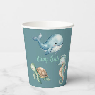 Gobelets En Papier Animaux sous-marins Baby Shower Aquamarine