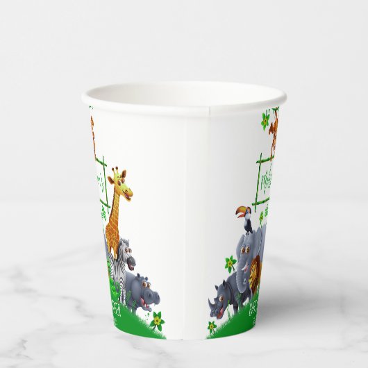 Gobelets En Papier Animaux Wild One Jungle verdure safari hiver (Droite)
