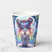 Gobelets En Papier Anime Girl Arc-en-ciel Chanter Lune Fée (Recto)