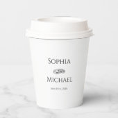 Gobelets En Papier Anneaux Mariages d'affaires blancs et noirs - (Verso)