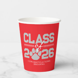 Gobelets En Papier Année de promotion empreinte de patte grise et arg