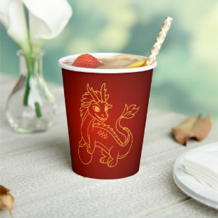 Gobelets En Papier Année du dragon 2024 Zodiac chinois
