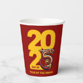 Gobelets En Papier Année rouge or du serpent 2025 (Verso)