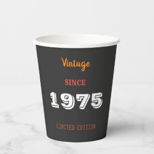 Gobelets En Papier Année vintage 1975 édition limitée Anniversaire