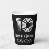 Gobelets En Papier Anniversaire 10e — Art Déco Inspiré Look "10" + No (Verso)