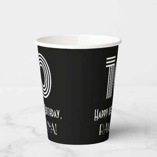 Gobelets En Papier Anniversaire 10e — Art Déco Inspiré Look "10" + No (Gauche)