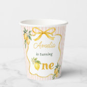 Gobelets En Papier Anniversaire 1 an Thème Gingham Citron (Verso)