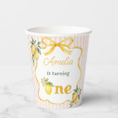 Gobelets En Papier Anniversaire 1 an Thème Gingham Citron (Recto)
