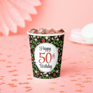 Gobelets En Papier Anniversaire 50 ans Wildflower
