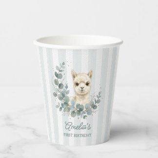 Gobelets En Papier Anniversaire adorable alpacka aquarelle crème