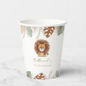 Gobelets En Papier Anniversaire adorable de Lion Fluffy (Recto)