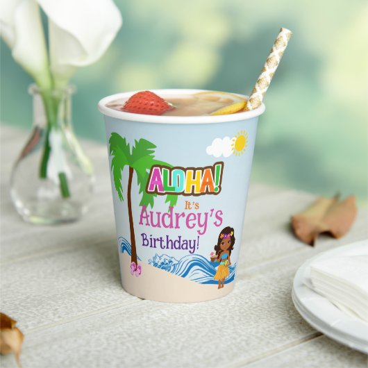 Gobelets En Papier Anniversaire Aloha Luau (Insitu)