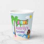 Gobelets En Papier Anniversaire Aloha Luau (Recto)