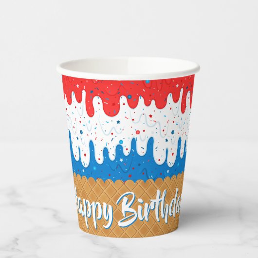 Gobelets En Papier Anniversaire America Ice Cream (Gauche)